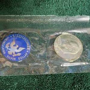 lot 63 image: 1972 Eisesnhower UNC Silver Dollar Silver