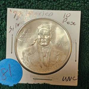 lot 81 image: 1978 Mexico 10 Peso Silver UNC