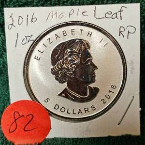 lot 82 image: 2016 1 oz Maple Leaf RP Silver UNC