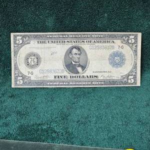lot 93 image: 1914 $5 FRN Large Note