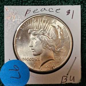 lot 97 image: 1924 Peace Dollar BU