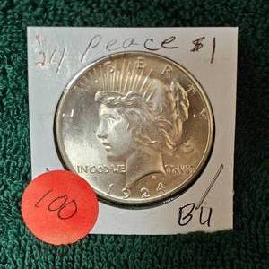 lot 100 image: 1924 Peace $1 BU