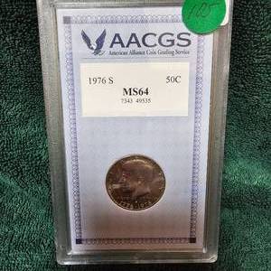 lot 105 image: 1976-S Kennedy Silver 50c MS64