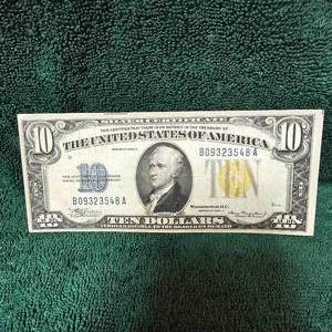 lot 109 image: 1934 A $10 Silver Certificate N AFR WWII
