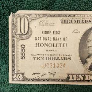 1929 $10 National  Honolulu, Hawaii Note