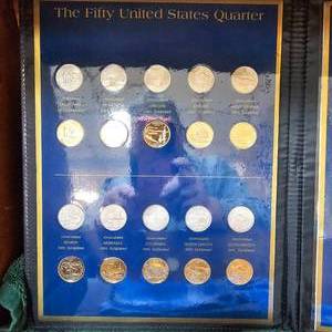 lot 125 image: United States Commemorative Coin Gallery of Quarters and Dollar