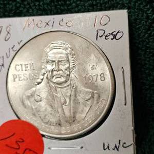 lot 135 image: 1978 Mexico Silver 10 Peso UNC