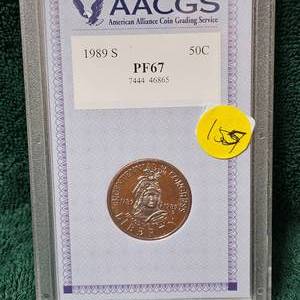 lot 155 image: 1989 S Bicentennial Liberty 50c PF67 Proof