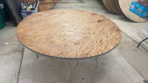 Large Round Wooden Folding Table