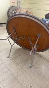 Large Round Wooden Folding Table
