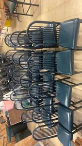 lot 41 image: Set of 20 Black Dining Chairs with Blue Cushions