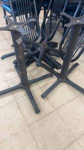 lot 42 image: Set of Black Metal Table Bases and Green Table Tops
