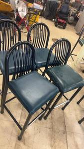 lot 44 image: Set of 4 Blue and Black High Bar Stools