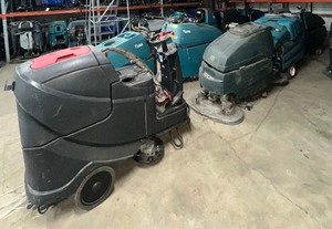 lot 97 image: 7 Walk Behind Floor Scrubbers including Nobles and Tennant & 1 Viper Ride On Floor Scrubber