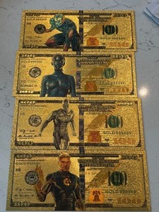 lot 5 image: 24K Gold Marvel Character $100 Dollar Bills