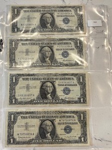lot 29 image: 1957 Blue Seal $1 Dollar Silver Certificates