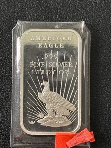 1 Ounce .999 Fine Silver Bar American Eagle