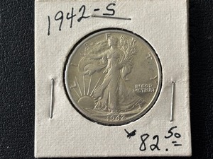 lot 73 image: 1942-S Walking Liberty Half Dollar