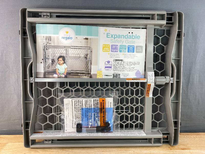 lot 39 image: Brand New Regalo Expandable Safety Gate 23 H x 28 - 42 W Grey N