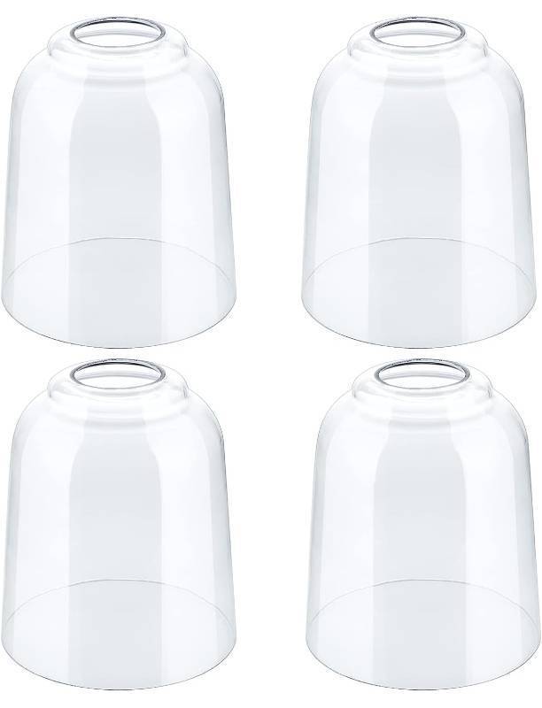 lot 81 image: Brand New 4 Pcs Clear Glass Shade, Light Cover Shade with 1-58 Fitter, Light Fixture Globe Replacement for Chandelier, Wall Sconce, Vanity Light $36.99 Retail B