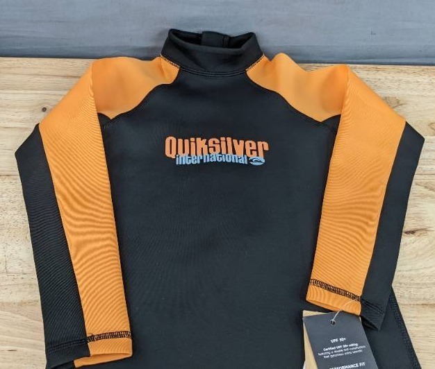 lot 41F image: Brand New Quiksilver International Boys Size 6 Everyday Heat Long Sleeve One Piece Rashguard $50 Retail N