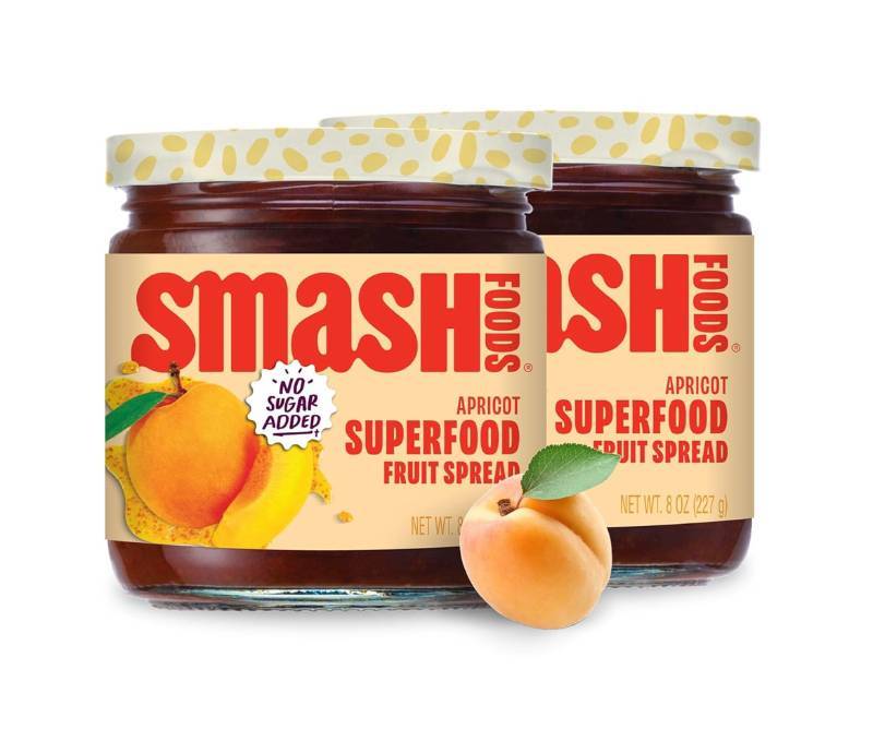 lot 84E image: 6 Brand New Chia Smash Apricot Smash Foods Jam - 8 oz Jars N