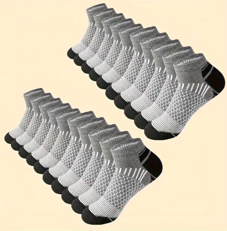 lot 38G image: 20 Brand New Mens Low Cut Anti Odor & Sweat Absorption Grey Socks N