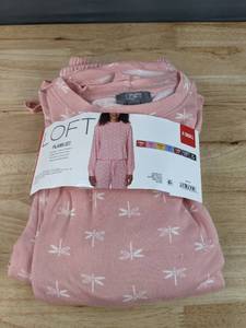 lot 102A image: Brand New Loft Womens Two Piece Pajama Set Pink White Size XS N