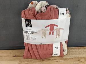 lot 159 image: Brand New Members Mark 3-Pack Organic Cotton Sleep & Plays (Size Newborn) N