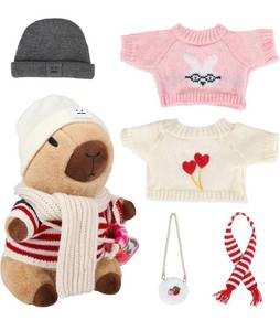 lot 84 image: Brand New Capybara Plush with 10 Pcs Capybara Costume, Fall & Winter Style Dress Up, Christmas Plush N