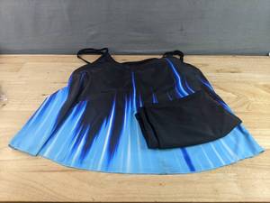 lot 123 image: Brand New Tankini Swimsuit Tummy Control Boy Shorts Blue White Black Womens Size XL N
