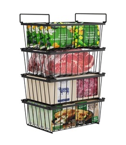 lot 101 image: Brand New iSPECLE Freezer Organizer Bins 4 Pack Stackable Deep Freezer Organizer Bins for 5 Cu. Ft Chest Freezer N