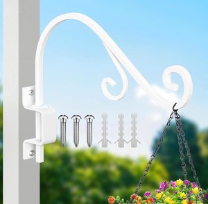 lot 139 image: 2 Brand New Swivel Plant Hanger, 16 Inch Metal Plant Hangers Outdoor Dual Hook Design Wall Plant Hanger Heavy Duty Plant Hangers Outdoor for Hanging Bird Feeders, Cages, Lanterns, Baskets, Wind Chimes White N