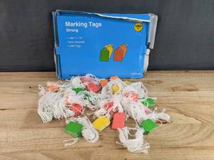 lot 109 image: Brand New Marking Tags with String in Multiple Colors N