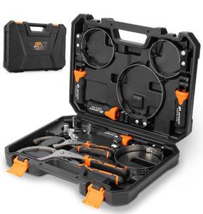 lot 87H image: Brand New Oil Filter Wrench Set, 8 Piece Adjustable Oil Filter Pliers 2-34 to 5-14, 9 & 12 Universal Oil Filter Removal Tool with 12 to 38 Adapter $44.99 Retail N