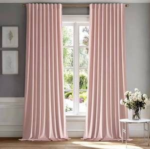 lot 80 image: Brand New Miulee Baby Pink Velvet Curtains, 2- 84 inch Panels $45.99 Retail N