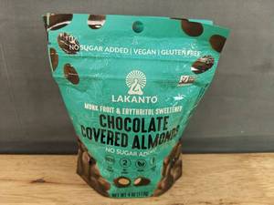 lot 195 image: Brand New Lakanto Brand Vegan Gluten Free Chocolate Covered Almonds 2 Total Bags N
