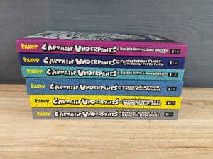 lot 56 image: 6 Brand New Full Color Edition Captain Underpants Books by Dav Pilkey Epic Novels 6-11 $70 Retail N