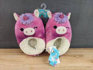lot 36H image: Brand New Squishmallows Unicorn Slippers Purple Size Medium 131 N