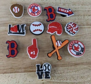 lot 116H image: 13 Brand New Boston Red Sox MLB Baseball Croc Charms N