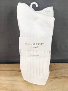 lot 259 image: Brand New Goldtoe Casual Cotton Socks 6 Pair White Size 6-9 N