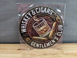 lot 91H image: Brand New Whiskey & Cigars Aluminum Sign N