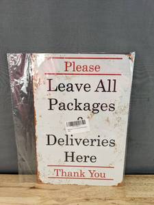 lot 81H image: Brand New Leave Packages & Deliveries Aluminum Sign N