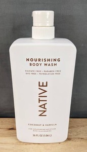 lot 60H image: Brand New Native Nourishing Body Wash with Pump Coconut & Vanilla 36 fl. oz. N