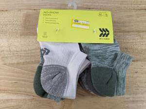 lot 284 image: Brand New All In Motion Boys No Show Socks White Green Gray Size Medium N