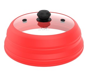 lot 302 image: Brand New Glou-Glou Goose Microwave Splatter Cover Vented Glass Splatter Guard Lid with Collapsible Silicone N