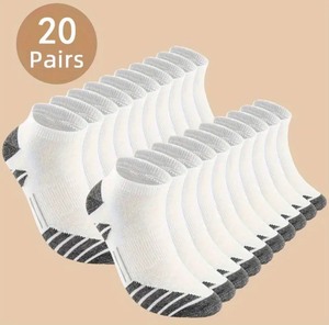 lot 4B image: 20 Brand New Mens Low Cut Anti Odor & Sweat Absorption White Socks N