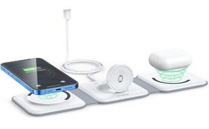 lot 44D image: Brand New 3 in 1 Foldable Magnetic Wireless Charger - White N