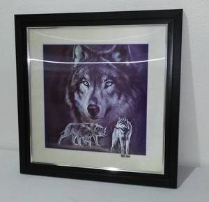 lot 100 image: Framed Holographic Wolf.