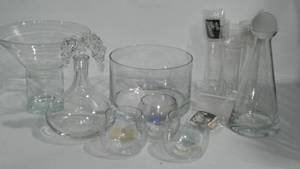 lot 166 image: Dcor Glass,  Uncandle by Pyrex, Decanters and more.